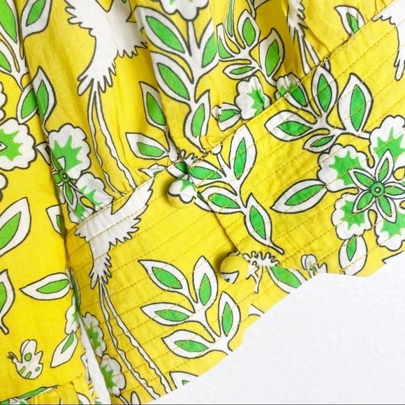 Rhode Ava Floral V Neck Short Sleeve Wrap Top Yellow Cotton Printed Casual - Picture 8 of 8